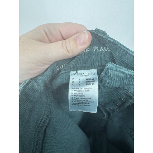 American Eagle Super High Rose Flare Women 0 Forest Green Retro Preppy Western - Picture 4 of 11